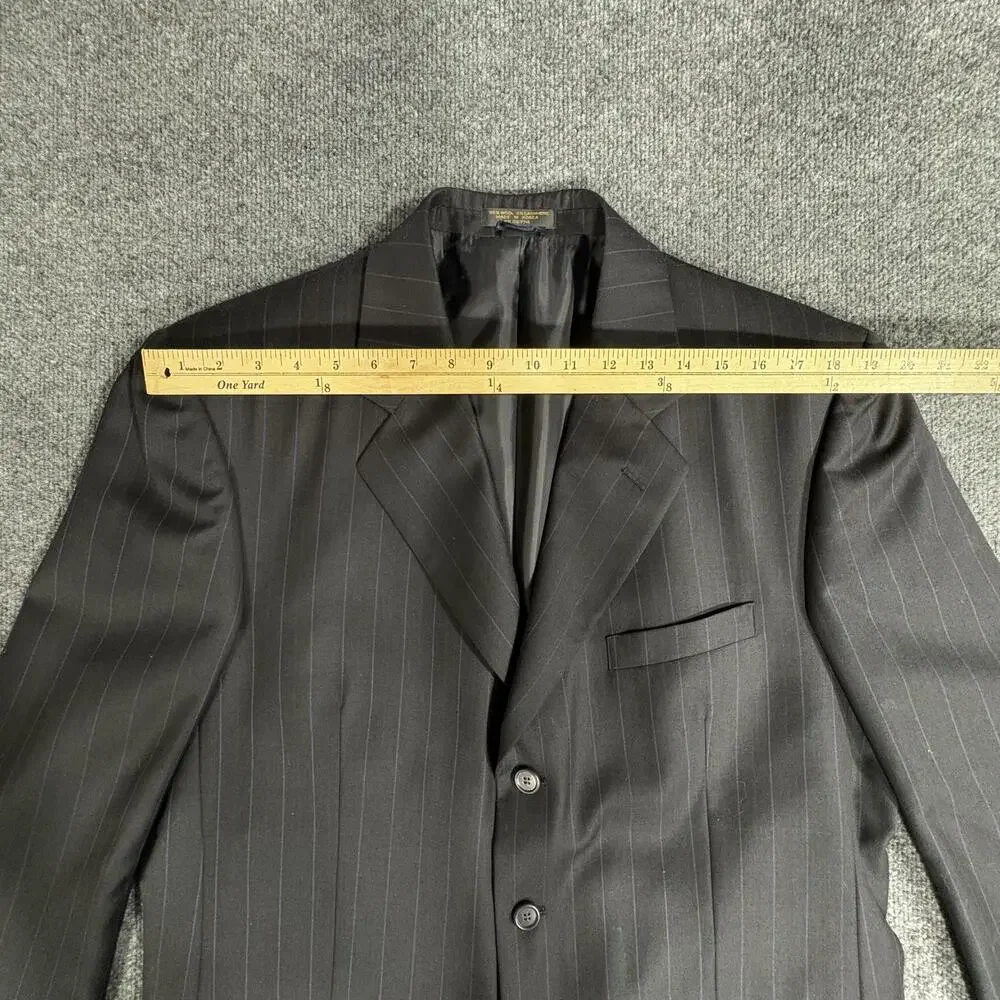 Oleg Cassini Suit Mens 42R Charcoal Pinstripe 2 Piece Wool Cashmere Jacket Pants
